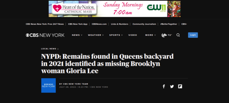 NYPD: Remains found in Queens backyard in 2021 identified as missing Brooklyn woman Gloria Lee