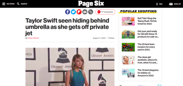 Taylor Swift seen hiding behind umbrella as she gets off private jet
