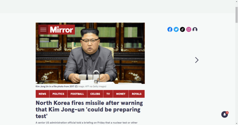 North Korea fires missile after warning that Kim Jong-un ‘could be preparing test’