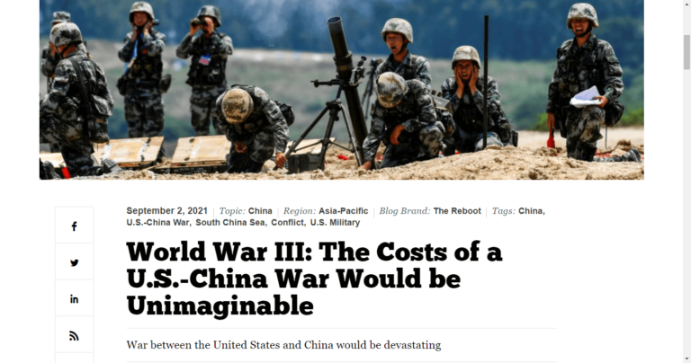 World War III: The Costs of a U.S.-China War Would be Unimaginable