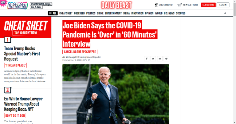 Joe Biden Says the COVID-19 Pandemic Is ‘Over’ in ‘60 Minutes’ Interview