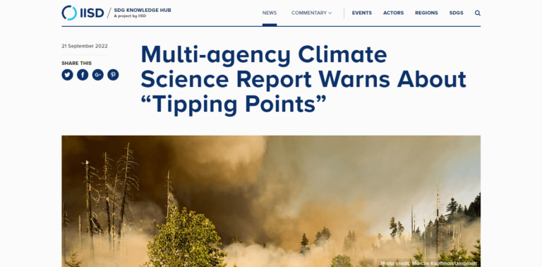 Multi-agency Climate Science Report Warns About “Tipping Points”