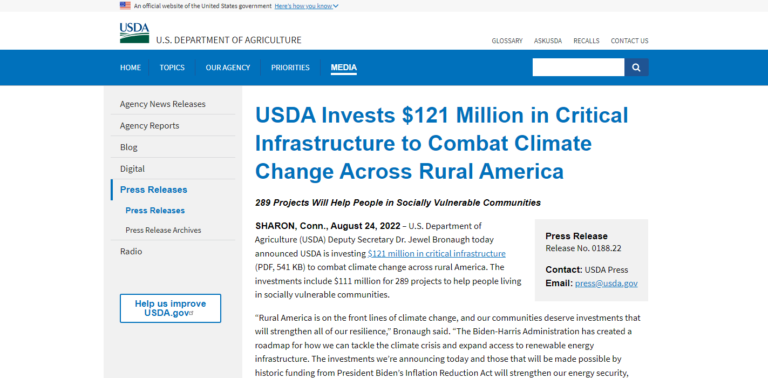USDA Invests $121 Million in Critical Infrastructure to Combat Climate Change Across Rural America