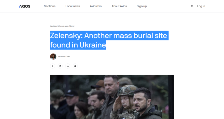 Zelensky: Another mass burial site found in Ukraine