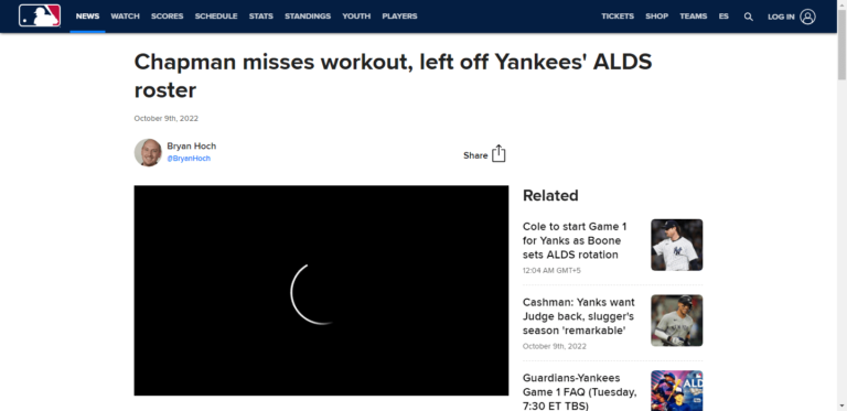Chapman misses workout, left off Yankees’ ALDS roster
