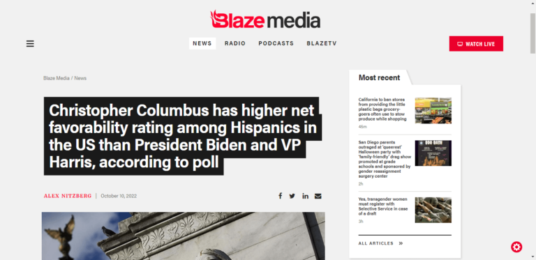 Christopher Columbus has higher net favorability rating among Hispanics in the US than President Biden and VP Harris, according to poll