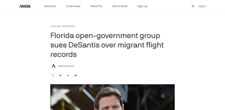 Florida open-government group sues DeSantis over migrant flight records