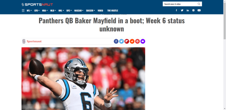 Panthers QB Baker Mayfield in a boot; Week 6 status unknown