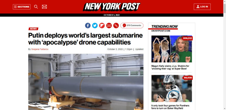 Putin deploys world’s largest submarine with ‘apocalypse’ drone capabilities