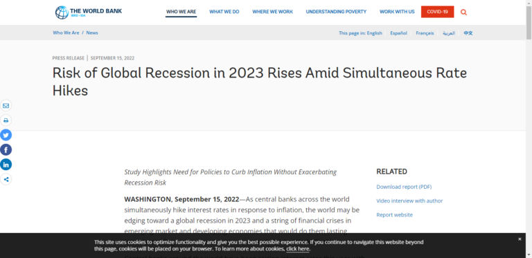 Risk of Global Recession in 2023 Rises Amid Simultaneous Rate Hikes