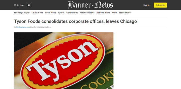 Tyson Foods consolidates corporate offices, leaves Chicago