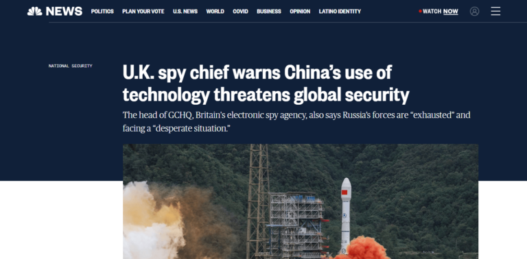 U.K. spy chief warns China’s use of technology threatens global security
