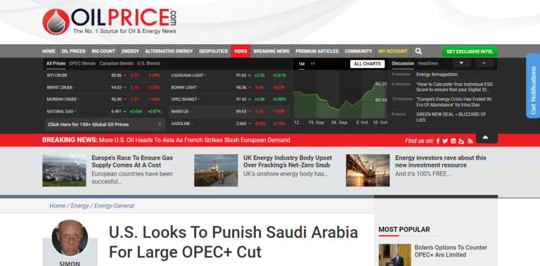U.S. Looks To Punish Saudi Arabia For Large OPEC+ Cut