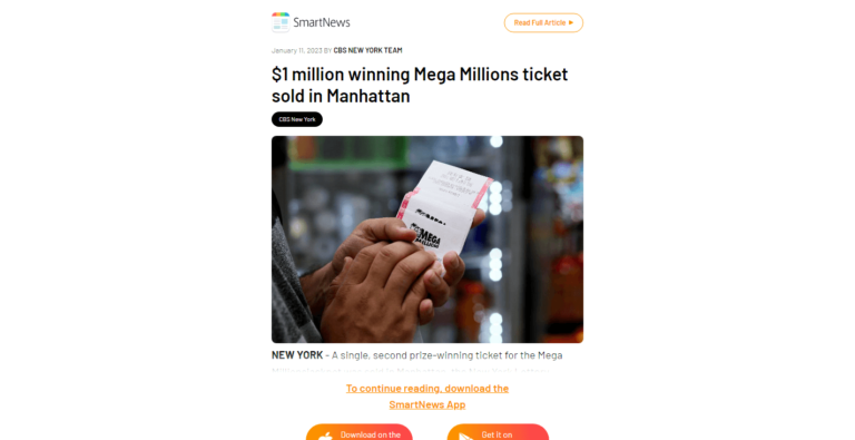 $1 million winning Mega Millions ticket sold in Manhattan