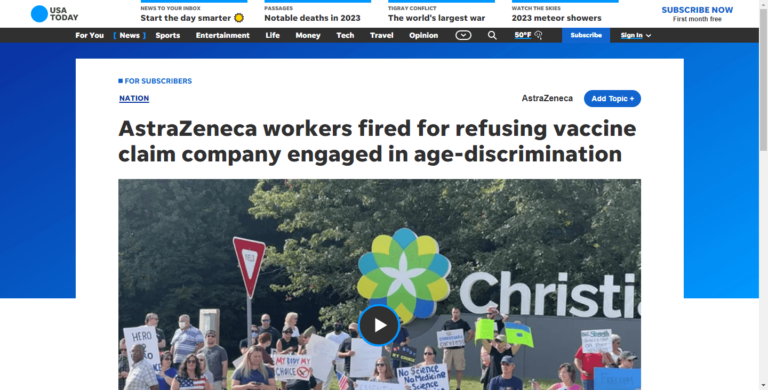AstraZeneca workers fired for refusing vaccine claim company engaged in age-discrimination