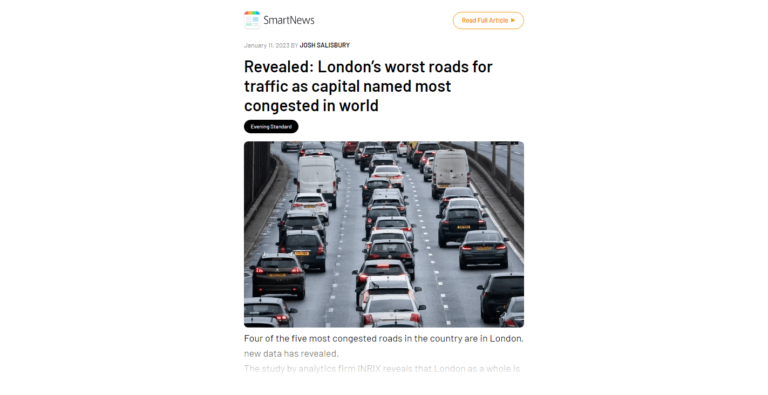Revealed: London’s worst roads for traffic as capital named most congested in world