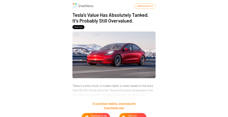 Tesla’s Value Has Absolutely Tanked. It’s Probably Still Overvalued.