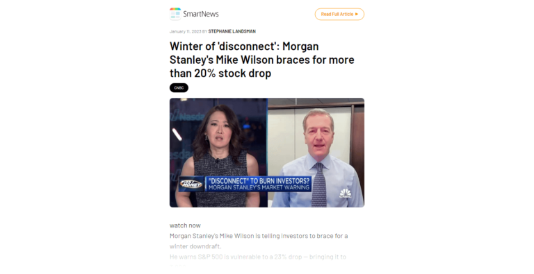 Winter of ‘disconnect’: Morgan Stanley’s Mike Wilson braces for more than 20% stock drop