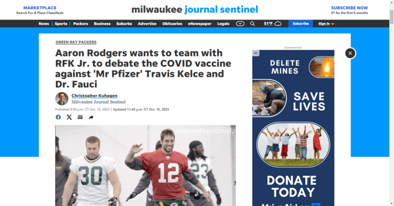 Aaron Rodgers wants to team with RFK Jr. to debate the COVID vaccine against ‘Mr Pfizer’ Travis Kelce and Dr. Fauci