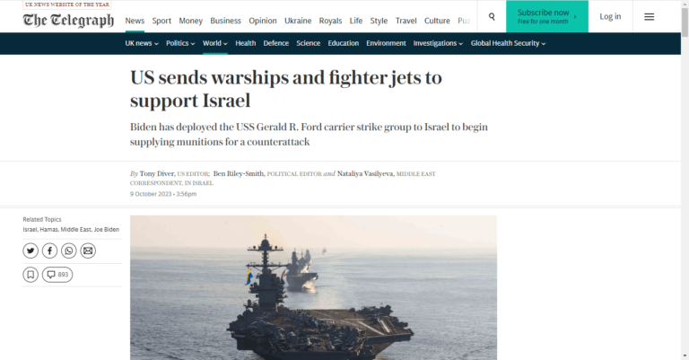 US sends warships and fighter jets to support Israel