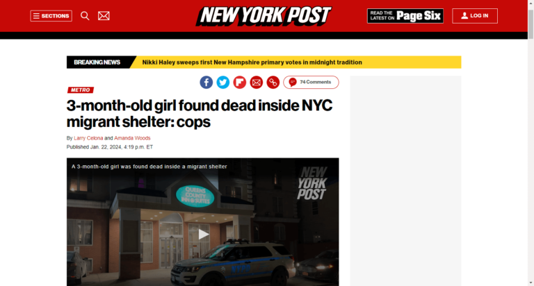 3-month-old girl found dead inside NYC migrant shelter: cops