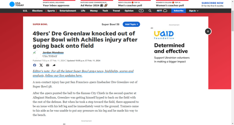 49ers’ Dre Greenlaw knocked out of Super Bowl with Achilles injury after going back onto field