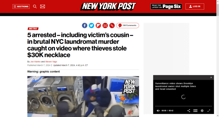 5 arrested – including victim’s cousin – in brutal NYC laundromat murder caught on video where thieves stole $30K necklace