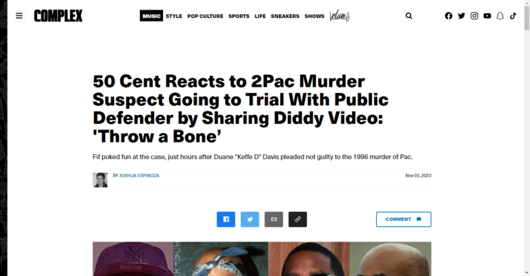 50 Cent Reacts to 2Pac Murder Suspect Going to Trial With Public Defender by Sharing Diddy Video: ‘Throw a Bone’