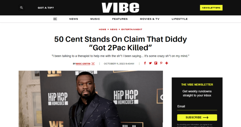 50 Cent Stands On Claim That Diddy “Got 2Pac Killed”