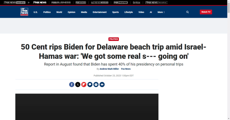 50 Cent rips Biden for Delaware beach trip amid Israel-Hamas war: ‘We got some real s— going on’