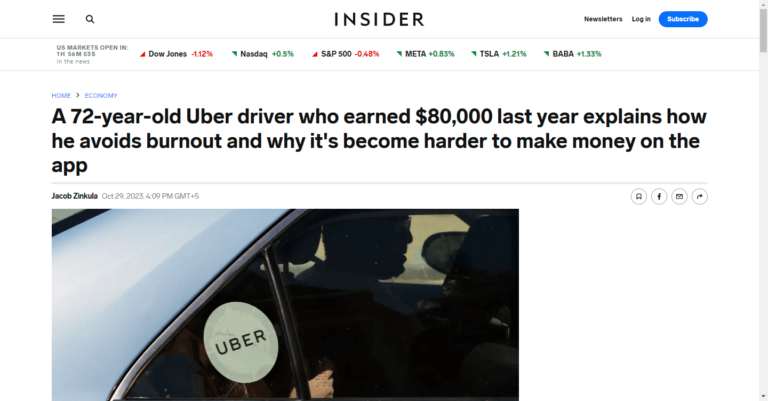 A 72-year-old Uber driver who earned $80,000 last year explains how he avoids burnout and why it’s become harder to make money on the app