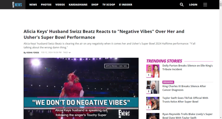 Alicia Keys’ Husband Swizz Beatz Reacts to “Negative Vibes” Over Her and Usher’s Super Bowl Performance