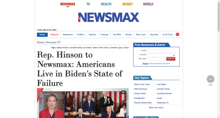 Rep. Hinson to Newsmax: Americans Live in Biden’s State of Failure