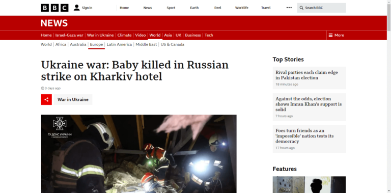 Ukraine war: Baby killed in Russian strike on Kharkiv hotel
