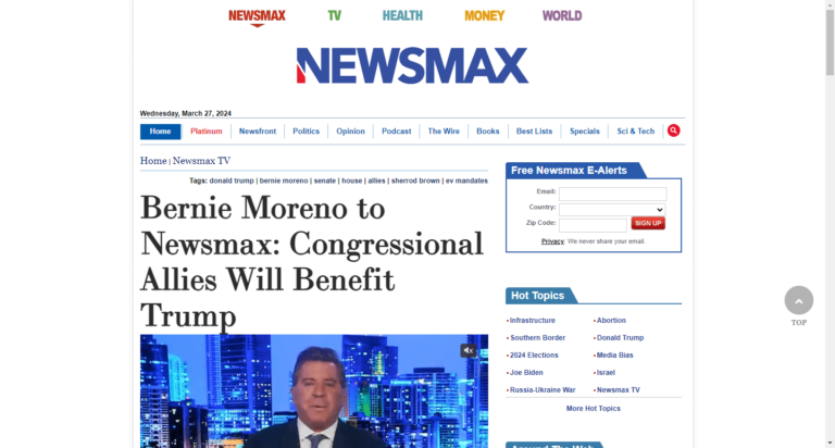 Bernie Moreno to Newsmax: Congressional Allies Will Benefit Trump