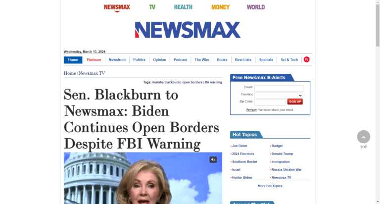 Sen. Blackburn to Newsmax: Biden Continues Open Borders Despite FBI Warning