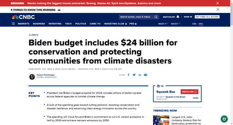 Biden budget includes $24 billion for conservation and protecting communities from climate disasters