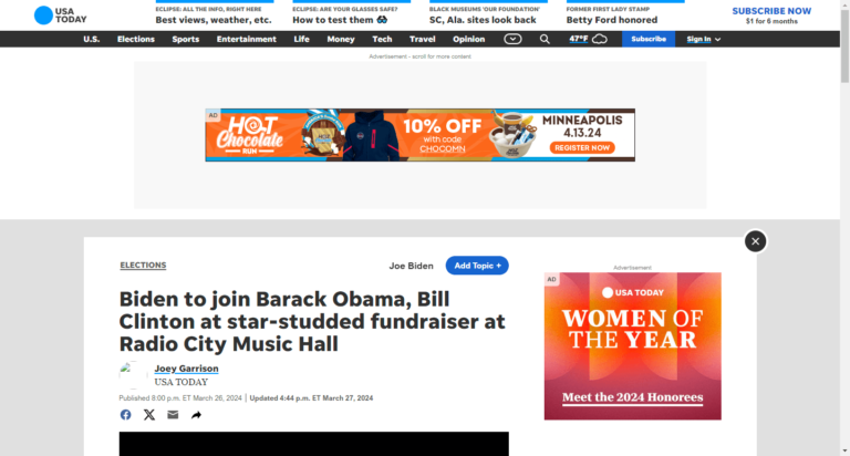 Biden to join Barack Obama, Bill Clinton at star-studded fundraiser at Radio City Music Hall
