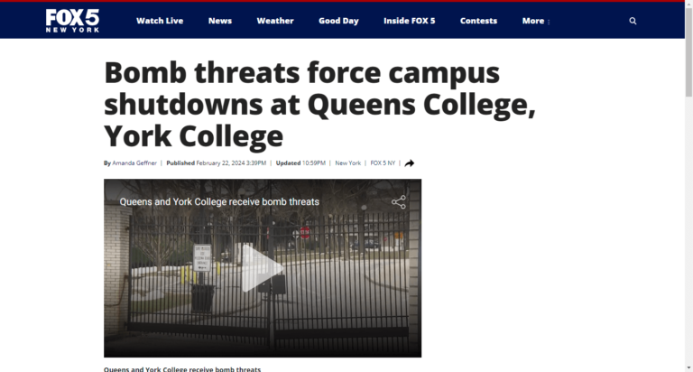 Bomb threats force campus shutdowns at Queens College, York College