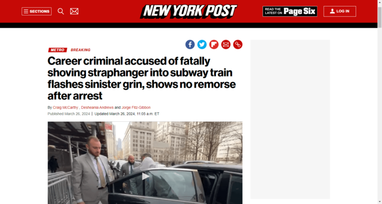 Career criminal accused of fatally shoving straphanger into subway train flashes sinister grin, shows no remorse after arrest