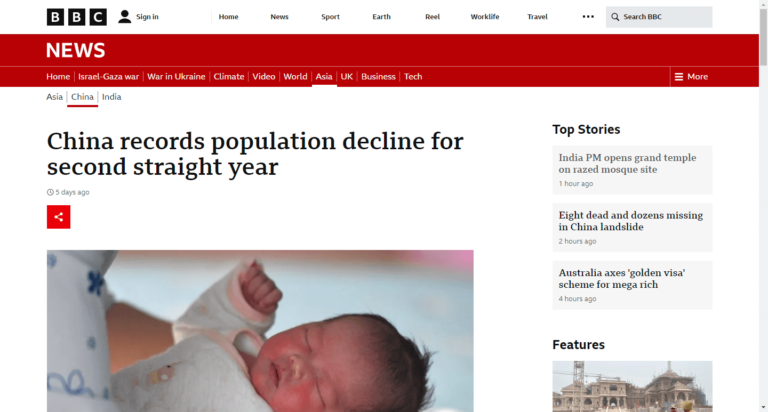 China records population decline for second straight year