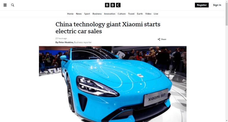 China technology giant Xiaomi starts electric car sales