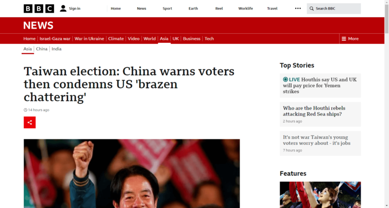 Taiwan election: China warns voters then condemns US ‘brazen chattering’