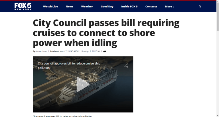 City Council passes bill requiring cruises to connect to shore power when idling