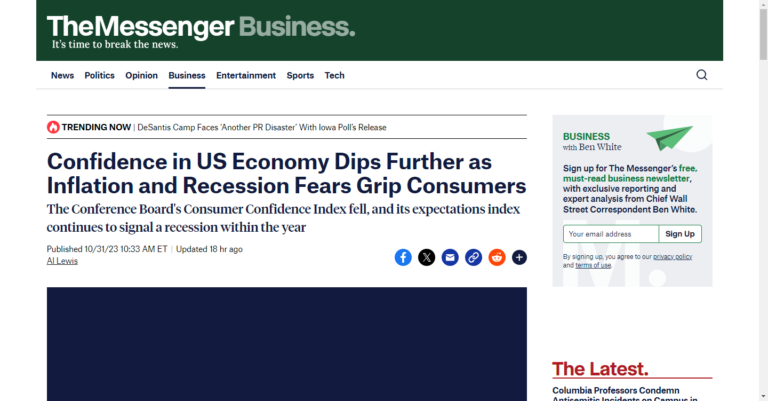 Confidence in US Economy Dips Further as Inflation and Recession Fears Grip Consumers