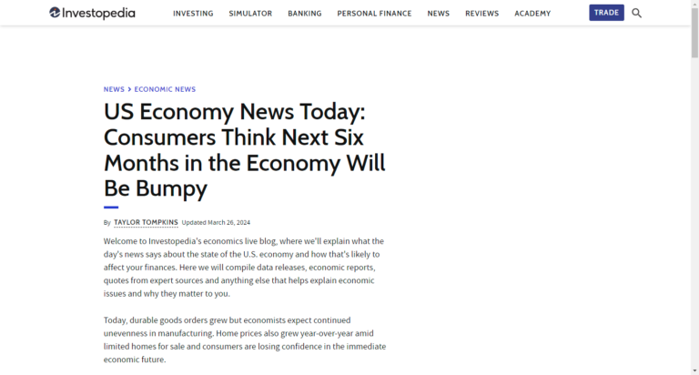 US Economy News Today: Consumers Think Next Six Months in the Economy Will Be Bumpy