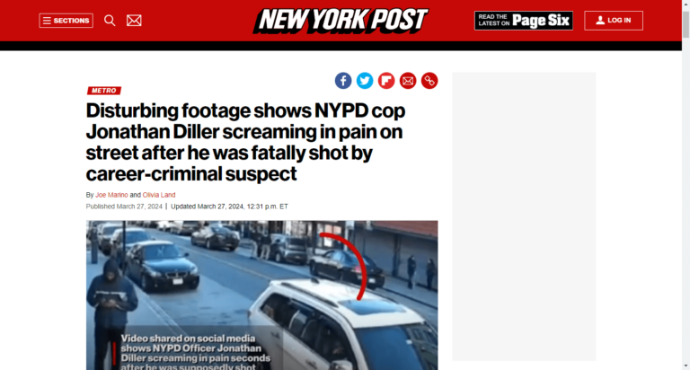Disturbing footage shows NYPD cop Jonathan Diller screaming in pain on street after he was fatally shot by career-criminal suspect