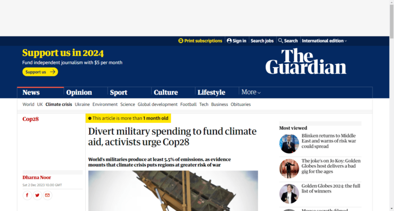Divert military spending to fund climate aid, activists urge Cop28