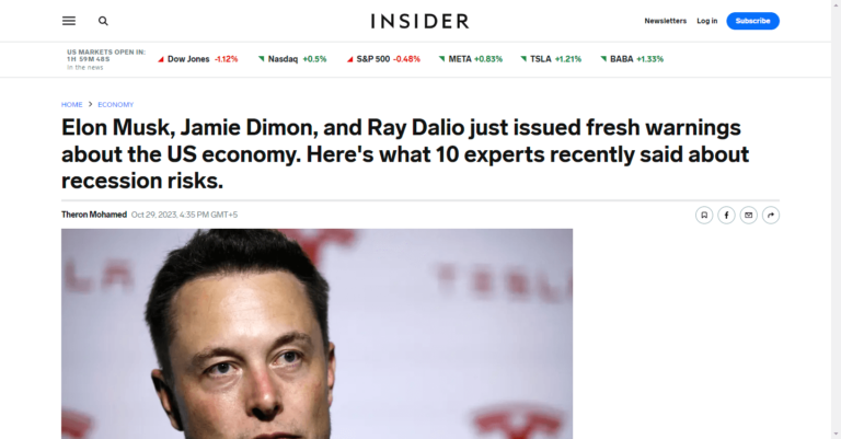 Elon Musk, Jamie Dimon, and Ray Dalio just issued fresh warnings about the US economy. Here’s what 10 experts recently said about recession risks.