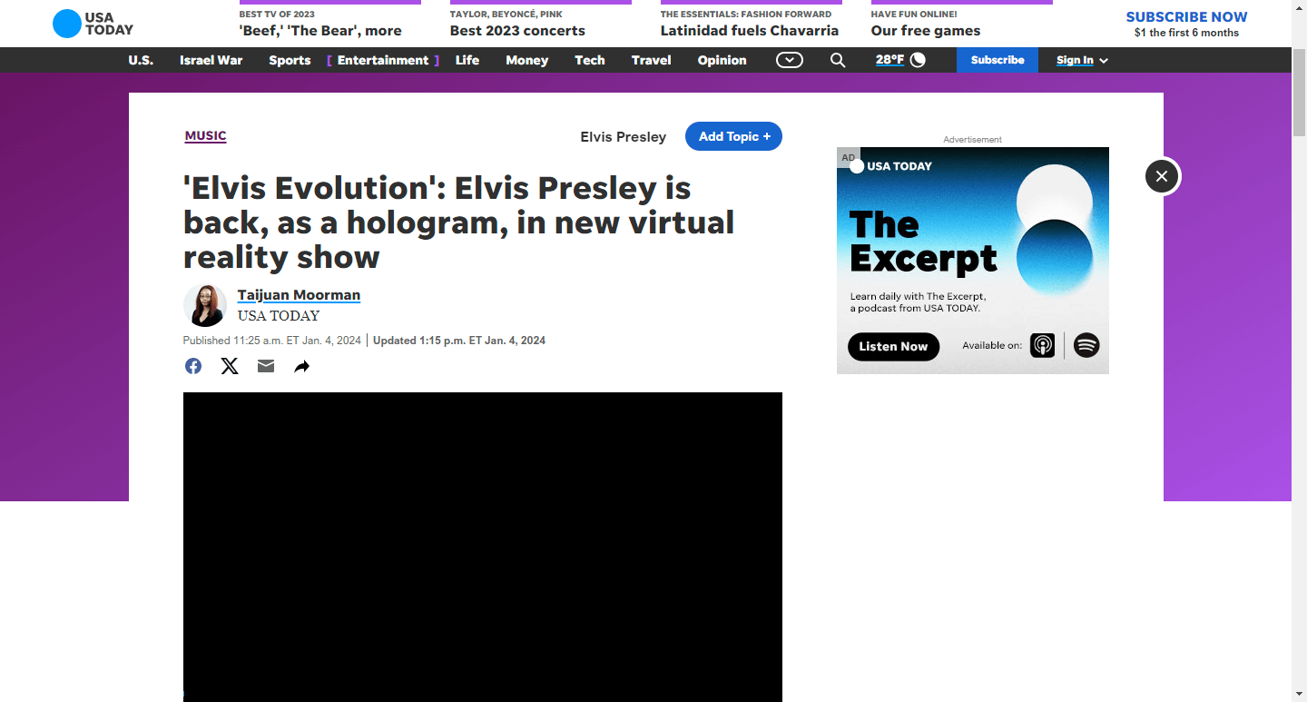‘Elvis Evolution’: Elvis Presley is back, as a hologram, in new virtual reality show